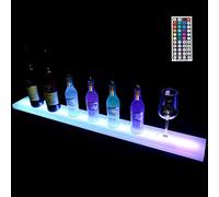 LED Lighted Liquor Bottle Display Shelf - Colorful Light Changeable Luminous Wine Rack Liquor Shelf Liquor Cabinet with Remote Control for Bar Living Room Accessories and Decor 50x11x2.4cm