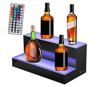 LED Lighted Liquor Bottle Display Shelf, For Liquor 2 Step Drink Stand s with Remote for Home Commercial Bar Acrylic Illuminated Bar Shelves