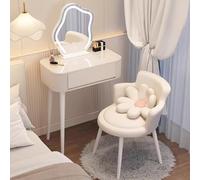 LED Lighted Makeup Mirror Desk Set 3 Color Touch Dimming Stylish Table with Stool for Bedroom Perfect for Women & Girls (101.5x40x76cm)