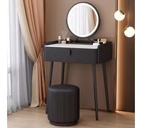 LED Lighted Makeup Vanity Set with Cushioned Stool Dressing Table with Mirror for Bedroom Studio Black 23.6in/60cm - t Beauty nizer for Women