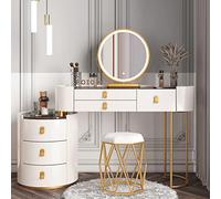 LED Lighted Makeup Vanity Table with Adjustable Mirror Modern 47.2" Dressing Table with Drawer & Padded Stool Stylish Makeup Station for Bedroom or Dressing Room