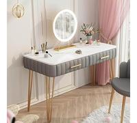 LED Lighted Makeup Vanity with Adjustable Brightness 3 Color Lighting Perfect for Bedroom & Living Room Spacious 75x100x40cm Design Stylish & Functional.