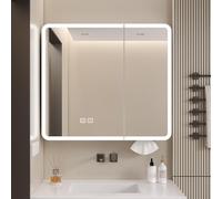 LED Lighted Medicine Cabinet with Mirror, Wall Mounted Bathroom Mirror Cabinet with Built-in LED Lights, Anti-Fog Vanity Storage