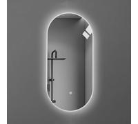 LED Lighted Oval Bathroom Mirror 50 x 80 cm Frameless Smart Wall Mirror Multifunctional Makeup Mirror with Touch Switch Dimmable Illuminated Mirror 3 Color Modes
