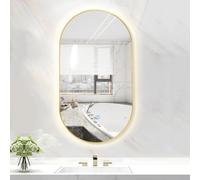 LED Lighted Oval Vanity Mirror, 3 Color Options, Dimmable, Metal Frame, Touch Switch, Wall Mounted, Size: 40 x 70 cm, Elegant Design for Bathroom & Makeup.