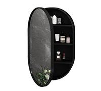 LED Lighted Oval Wooden Bathroom Mirror Cabinet, Wall-Mounted Vanity Mirror for Elegant Bathroom, Stylish Pharmacy Medicine Storage Unit