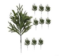 LED Lighted Pine Branches 41cm 10 Pack for battery Operated Warm Glow Decor | Realistic silk cloth leaves bendable stems for DIY arrangements flexible cordless design for mantels vases or tabletop all