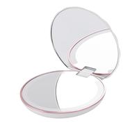 LED Lighted Pocket Mirror, Compact Travel Makeup Mirror with 1x 2x Magnification & Dimmable Touch Control for Handbag Purse