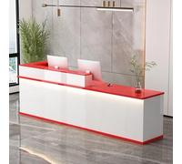 LED Lighted Reception Desk with Lockable Drawers Open Front Counter for Office & Retail Checkout Large Size 55.1"x39.3"x29.5"Modern Design & Functional Workspace