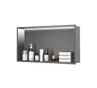 LED Lighted Recessed Waterproof Stainless Steel Shelf Easy Overmount Installation Perfect for Bathroom Storage Solutions