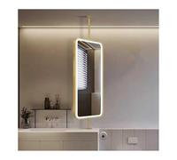 LED Lighted Rectangular Ceiling Mirror 3-Color Dimmable Makeup Vanity Mirror for Home or Hotel Elegant Gold Finish 60x90cm - Perfect for Beauty and Grooming