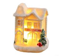 LED Lighted Resin Village Houses with Figurines for Creating Warm and Inviting Holiday Scenes on Indoor Surfaces (302 to B)