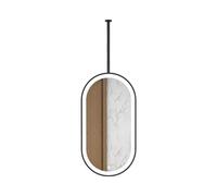LED Lighted Rotating Oval Bathroom Mirror Black 60x100cm Modern Hanging Design Adjustable Brightness Perfect for Makeup and Grooming Stylish Home Decor.