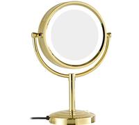 LED Lighted Round Tabletop Makeup Mirror, 1X 3X 5X 7X 10X Magnification, 360° Rotating Cosmetic Vanity Mirror, Adjustable Stand For Makeup Application, Skin Care, Beauty Routine