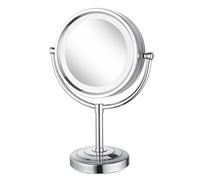 LED Lighted Round Tabletop Makeup Mirror, 1X 3X 5X 7X 10X Magnification, 360° Rotating Cosmetic Vanity Mirror, Adjustable Stand For Makeup Application, Skin Care, Beauty Routine