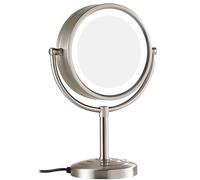 LED Lighted Round Tabletop Makeup Mirror, 1X 3X 5X 7X 10X Magnification, 360° Rotating Cosmetic Vanity Mirror, Adjustable Stand For Makeup Application, Skin Care, Beauty Routine