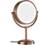 LED Lighted Round Tabletop Makeup Mirror, 1X 3X 5X 7X 10X Magnification, 360° Rotating Cosmetic Vanity Mirror, Adjustable Stand For Makeup Application, Skin Care, Beauty Routine