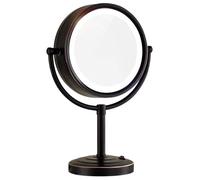 LED Lighted Round Tabletop Makeup Mirror, 1X 3X 5X 7X 10X Magnification, 360° Rotating Cosmetic Vanity Mirror, Adjustable Stand For Makeup Application, Skin Care, Beauty Routine