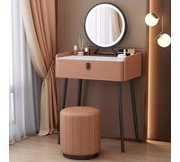 LED Lighted Table with Upholstered ol 60cm Makeup Chair & Mirror - Slish Bedroom & Study Fur for Makeup and Grooming
