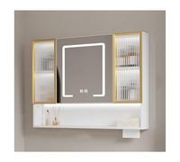 LED Lighted Wall Mounted Bathroom Mirror Cabinet with Defogger, Stylish Storage Medicine Cabinet, Modern Design (W110*H70cm / W43.3*H27.6in)