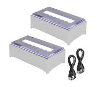 LED Lights Base for Crystal, 7 LED Beads Silver Rectangle Light Base, 6 Color Automatic Changing LED Display Base for 3D Crystal Glass Art (2 Pieces)