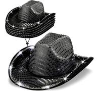LED Lights Cowboy Hat LED Flashing Cap Hat Xmas Christmas Party Celebration Party Cosplay Western Cowboy Cowgirl Hats Festival Gift Foldable Wide Brim Caps Black, Slivery, Red, Blue (Black)