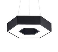 Led Linear Pendant Light Fixtures with Hexagon Shape, Close to Ceiling Lamp Office Modern Black Ceiling Suspended Pendant Lighting White Light Energy Saving for Shops, Living Rooms,