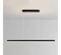 LED Linear Pendant Light for Dining Room Dimmable LED Long Chandelier Nordic Metal Strip Minimalism Ceiling Hanging Lighting Fixture for Kitchen Living Room Breakfast Bar, Black White
