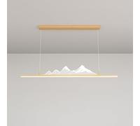 LED Linear Pendant Lights Kitchen Island Dimmable Chandelier for Dining Table Metal Wood Grain Long Pool Table Light Minimalism Hanging Lamp for Living Room Restaurant Bar Cafe