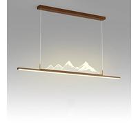 LED Linear Pendant Lights Kitchen Island Dimmable Chandelier for Dining Table Metal Wood Grain Long Pool Table Light Minimalism Hanging Lamp for Living Room Restaurant Bar Cafe
