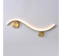 LED Linear Wall Sconce Lighting Gold Wall Light Fixture Geometric Wall Lamp in Wave-Shape Hardwired Sconces for Living Room Bedroom Hallway Indoor Wall Wash Lights(60CM)