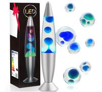 LED Liquid Motion Lamps 13.5''Colour Changing Lamp White Liquid & Blue Wax Lamps for Adults Kids Gift for Christmas Birthday Mood Light for Bedroom Home Decor