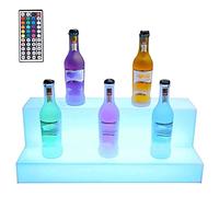 LED Liquor Bottle Display Shelf - Lighted 2 Tier Acrylic Bar Shelving for Illuminated Drinks Storage