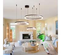 Led Living Room Pendant Light Large Circular Hanging Lamp Dining Table Ceiling Light Kitchen Dining Room Bedroom with Remote Control Creative Lighting(Size, One Color, 60cm+50cm+40cm