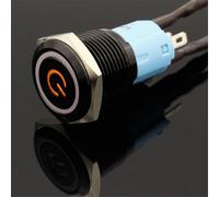 LED Locking 16mm Metal Push Button Switch 3V 5V 12V 24V 48V 110V 220V 1Pcs(Orange,24V)