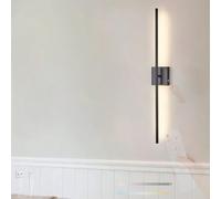 LED Long Black Wall Light with Remote Control Dimmable Wall Sconce USB Rechargeable 350° Rotatable Wall Lighting with Touch Control Switch for Bedroom Living Room