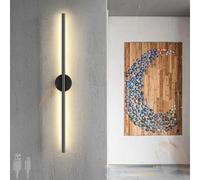 LED Long Black Wall Light with Remote Control Dimmable Wall Sconce USB Rechargeable 350° Rotatable Wall Lighting with Touch Control Switch for Bedroom Living Room