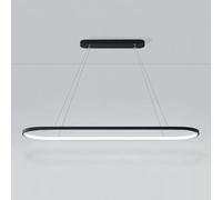 Led Long Strip Chandelier Ring Shape Metal Pendant Light, Modern Simple Adjustable Height Hanging Light, Dining Room Bar Kitchen Island Living Room Ceiling Hanging Lights,Black-120cm,white l