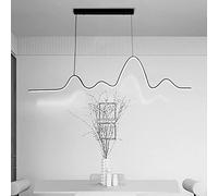 led Long Strip Pendant Light Dimmable Wave Line Lighting Fixture Dining Table Bar Modern Lamp Chandelier for Kitchen Island Linear