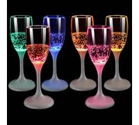 LED Luminous Cups Light Up Champagne Glasses Stemless Champagne Flutes Set Of 6 Ambient champagne glasses Food Grade Creative Wine Glasses For Festivals Christmas Party (4.1 Oz Multi-Color)