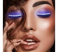 LED Luminous Eyelash Lamp with Six Types of Flashing Fake Eyelash Night Lights, False Eyelashes Non Grafting Halloween Christmas (1Pair Blue)