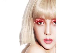 LED Luminous Eyelash Lamp with Six Types of Flashing Fake Eyelash Night Lights, False Eyelashes Non Grafting Halloween Christmas (1 Pair Red)