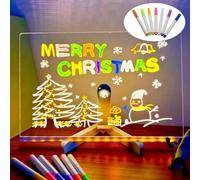 LED Magic Board with 7 Colors Pen, 30x20cm Magic Board for Kids Writing Message, Acrylic Drawing Board Light Up Dry Erase Doodle Desktop Memo Glow Wordpad with Stand School Cafe Home Office