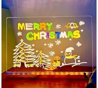 LED Magic Board with 7 Colors Pen, 30x20cm Magic Board for Kids Writing Message, Acrylic Drawing Board Light Up Dry Erase Doodle Desktop Memo Glow Wordpad with Stand School Cafe Home Office Christmas