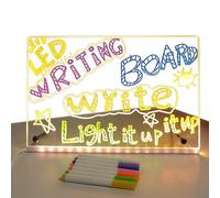 LED Magic Board with Stand, Light Up Dry Erase Board, 7 Colors Pen, Acrylic Drawing Erase Doodle Desktop Memo Glow Wordpad, for School Cafe Home Office 200mm*200mm
