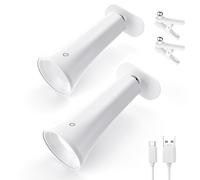 LED Indoor Wall Light, 2 Pieces Wall Lamp with Clip, Battery Wireless Wall Light, Touch Control, 3 Colour Modes and Continuous Dimming, Wall Light without Power Connection for Bedroom, Staircase,