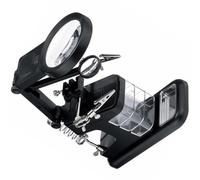 LED Magnifier Station with 3x 4.5x 25x Lenses Black