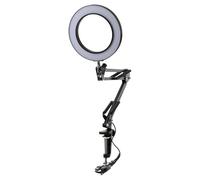 LED Magnifying Glass Lamp 10-Level Dimming and 3-Color Modes, Black Folding Manicure Desk Lamp Aluminum Clamp, Portable LED Magnifier Light for Beauty, Embroidery, Tattoo, and