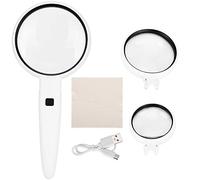 LED Magnifying Glass Set, USB Charging Handheld Magnifier with s, 3.5X 5X 11X Optical Lens for Elderly Re, ABS e with Acrylic Lens, Includes 3, Handle, USB Cable, Cloth