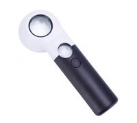 LED Magnifying Glass with 16X 30X Dual Optical Lens, 7 Light Handheld Magnifier for Jewelry Coin Stamp Inspection, for battery Operated Pocket Loupe Black